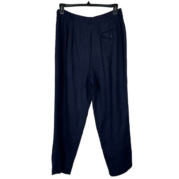 Liz Claiborne Collection SZ 16 Linen Pants Pockets Pleated Zip-Fly Navy Blue - Picture 4 of 9